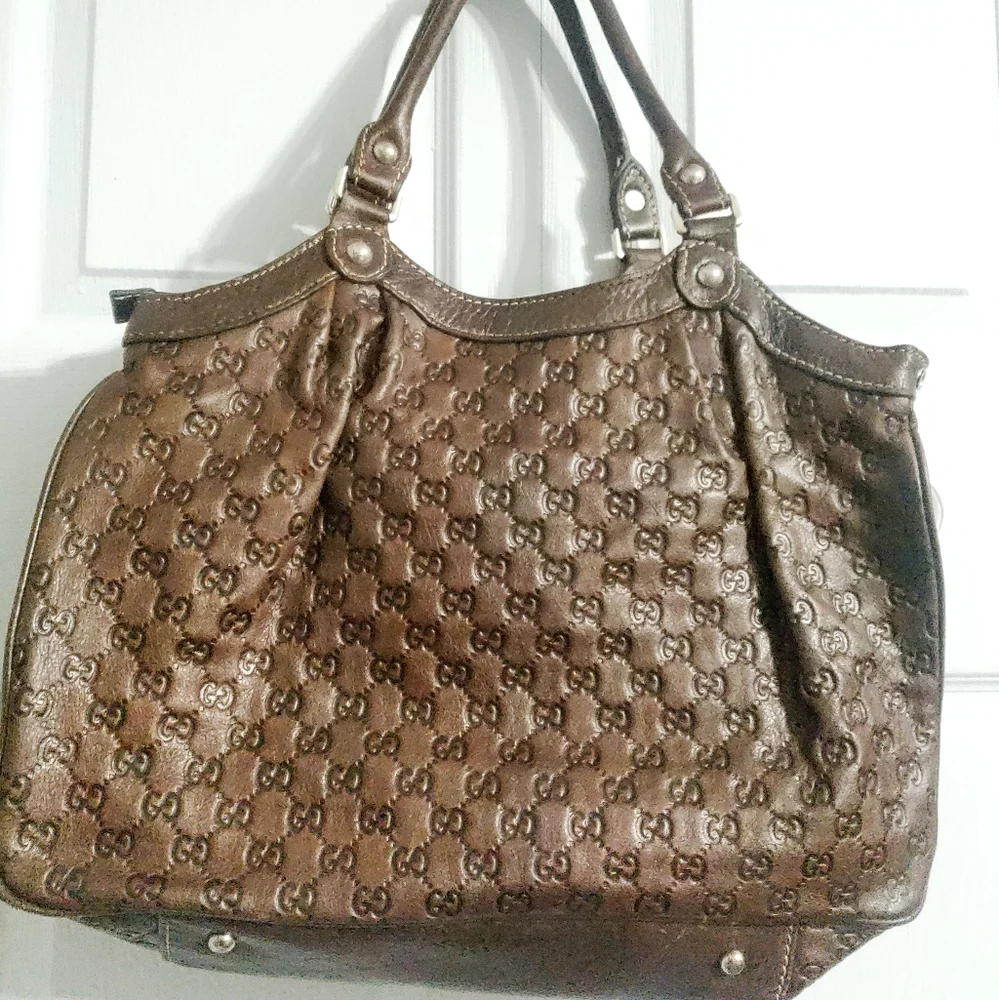 Gucci Vintage leather tote large shoulder Bag - Picture 6 of 12